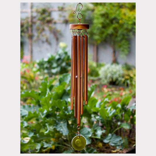 Handcrafted copper wind chime, 7 chimes, sea glass windsail.