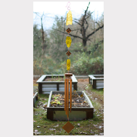 Glass and copper large wind chime.