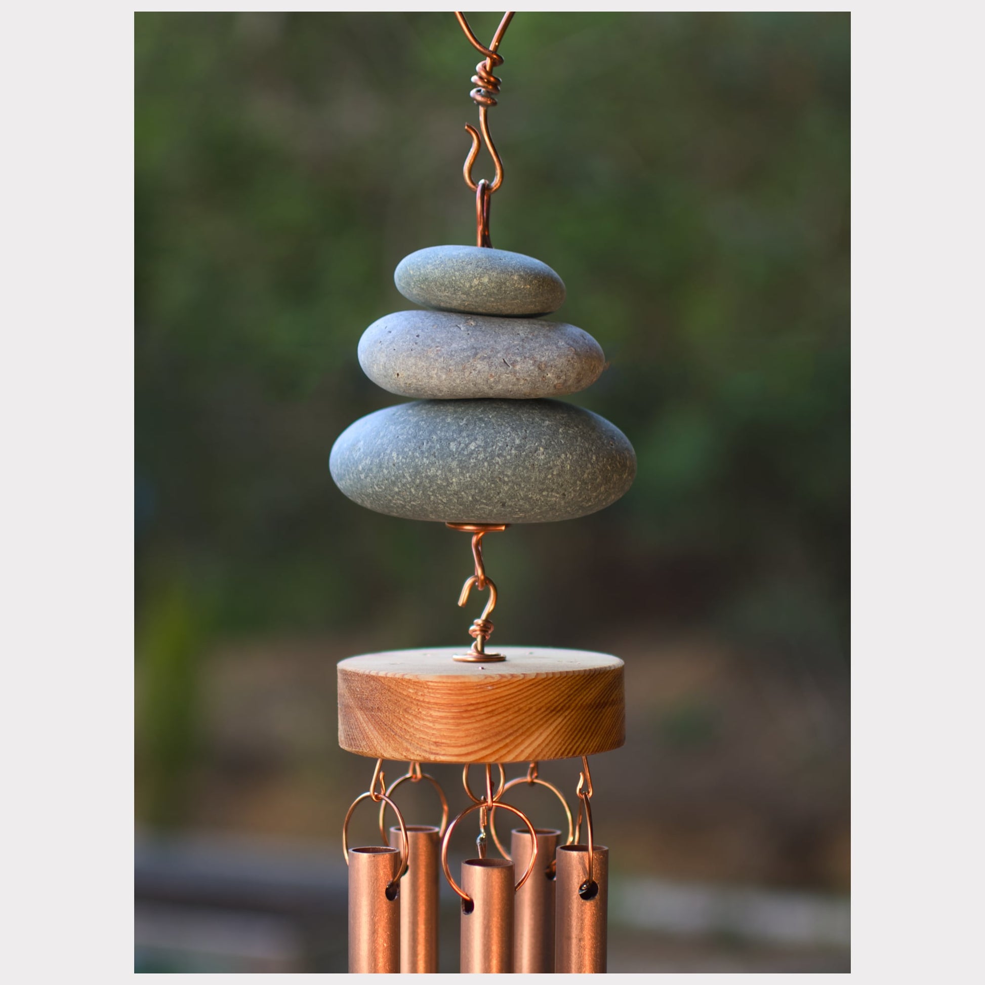 detail, zen beach stone wind chime