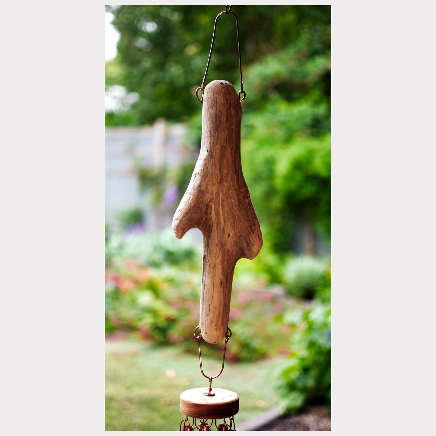 detail large driftwood wind chime