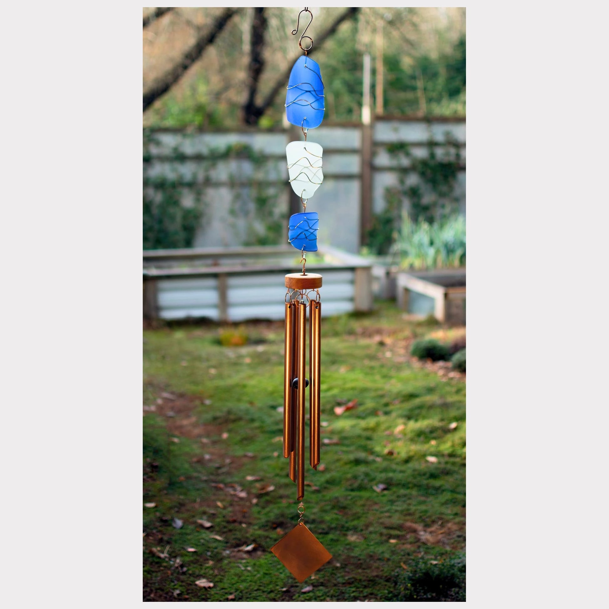 Large sea glass and copper wind chime.