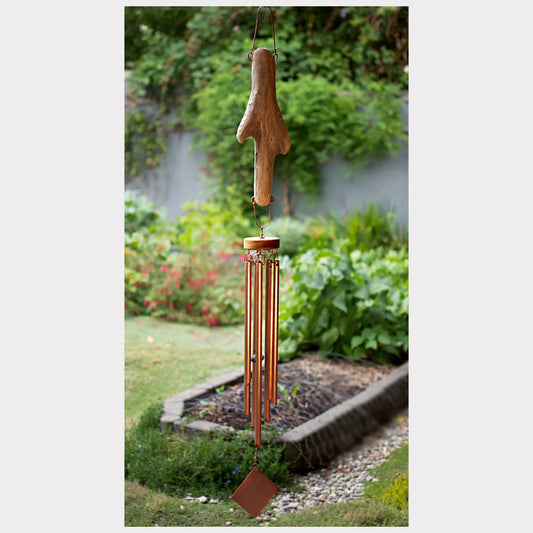 large driftwood copper wind chime