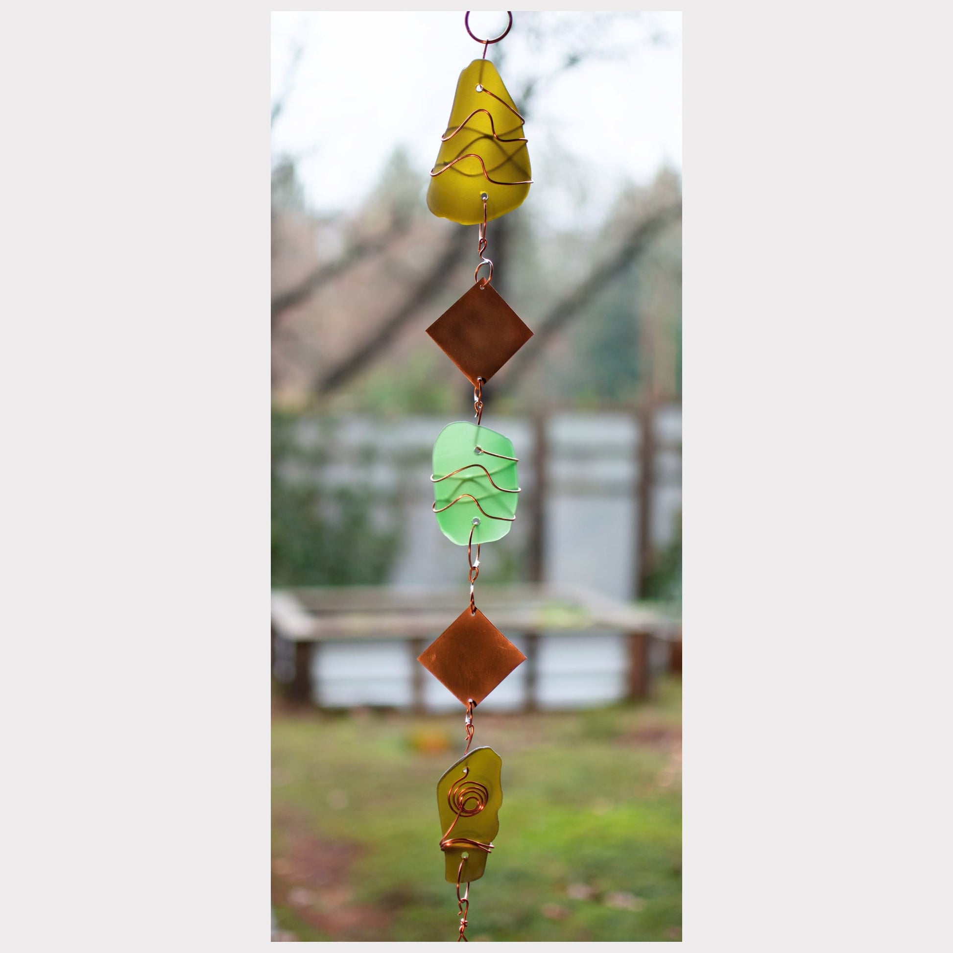 detail fancy sea glass chime