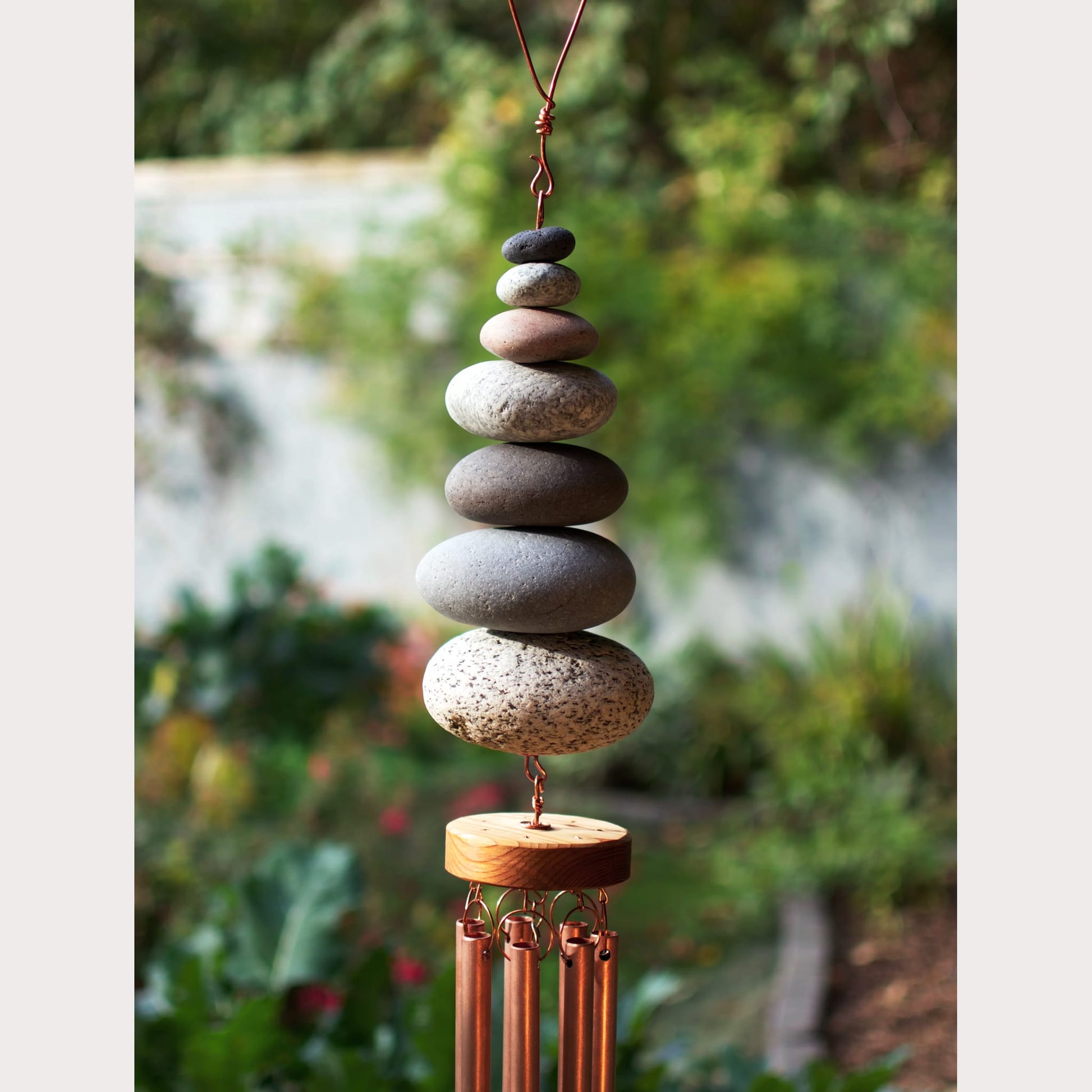 detail, seven beach stone wind chime