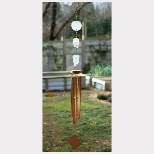 Handcrafted sea beach glass copper wind chime.