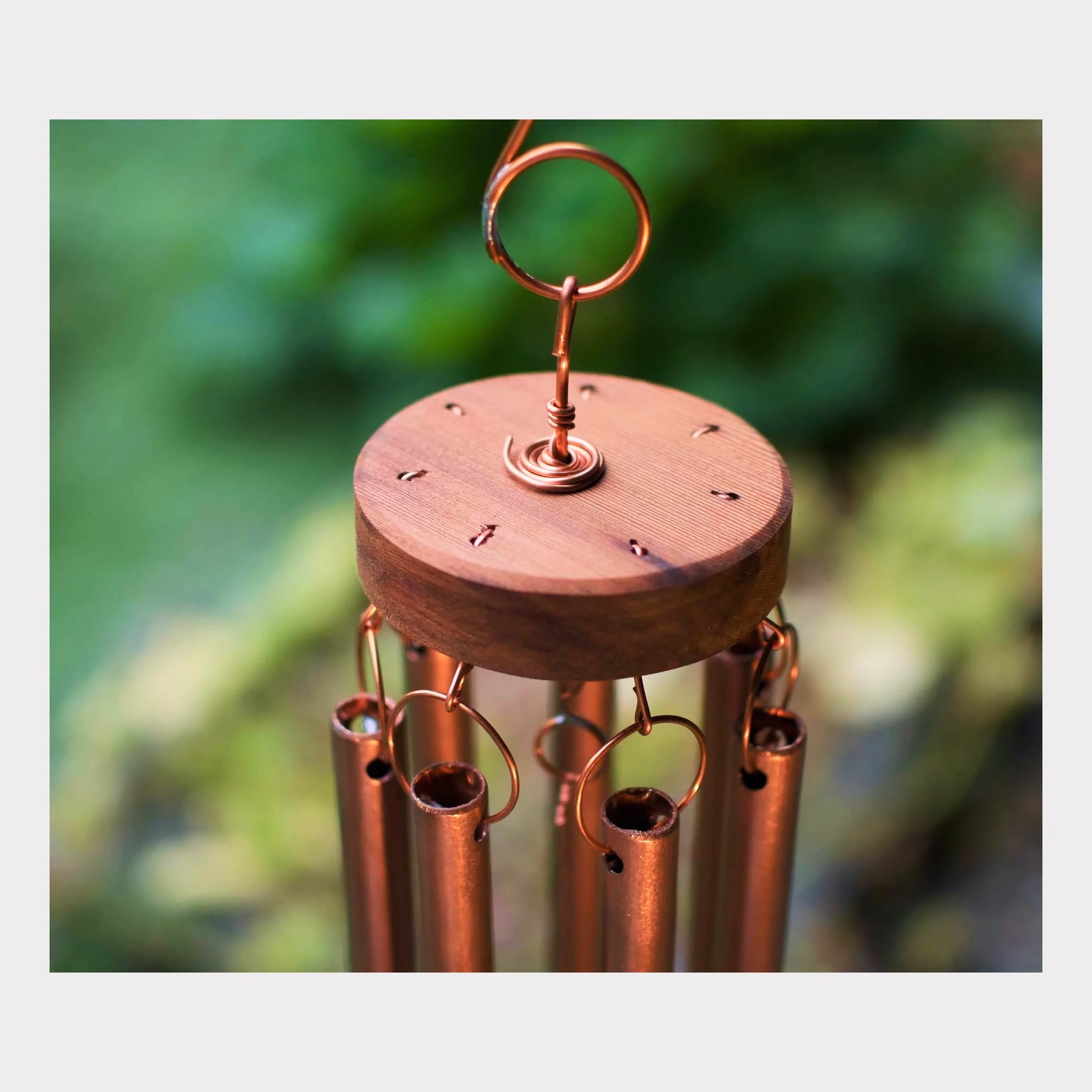 top of copper wind chime, seven chimes