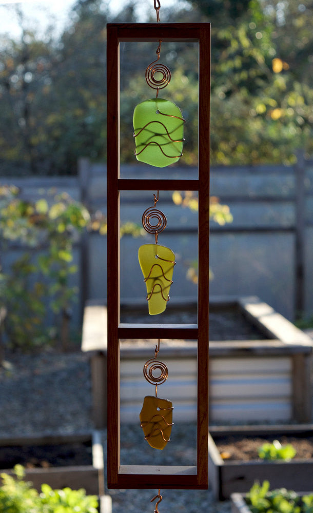 Windchime Sea Glass Cedar with Large Copper Chimes - Coast Chimes - 2