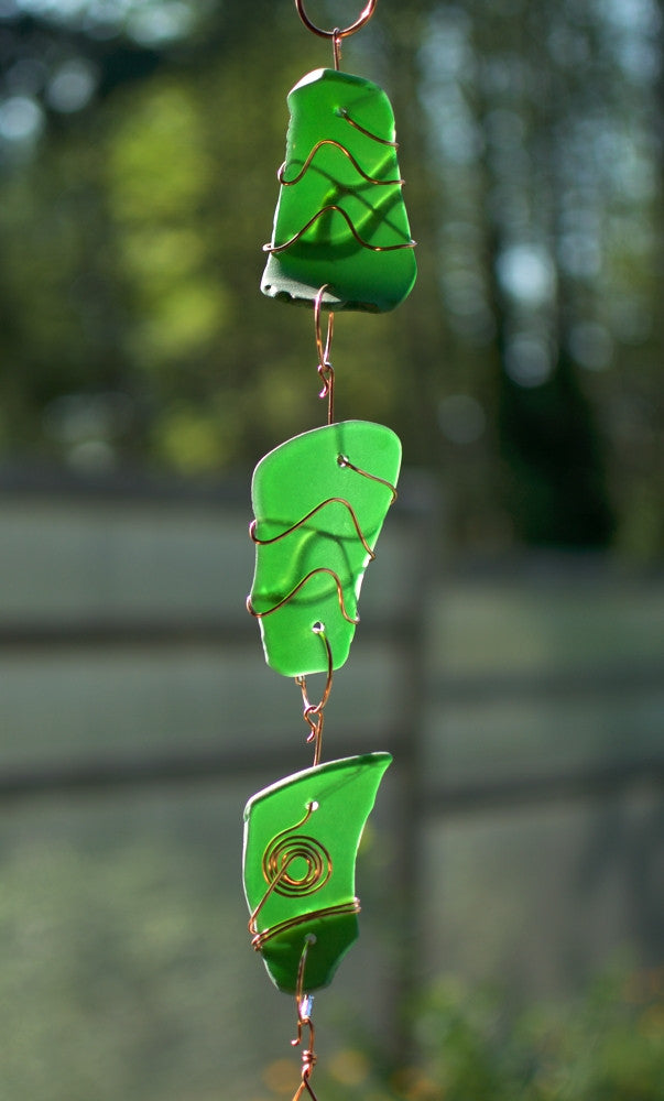 Emerald Green Glass Wind Chime Suncatcher Windchime - Coast Chimes - 2
