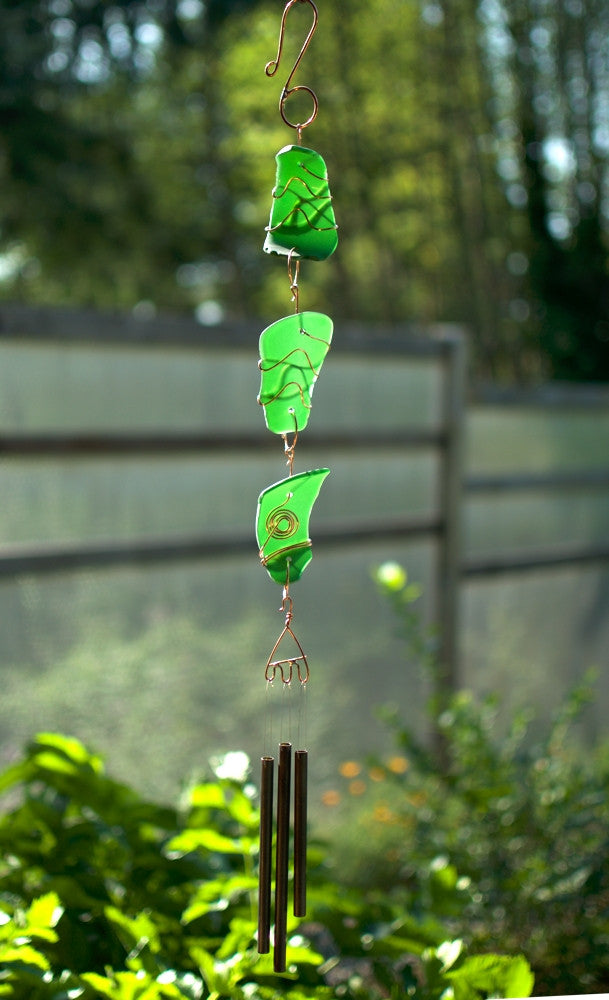 Emerald Green Glass Wind Chime Suncatcher Windchime - Coast Chimes - 1