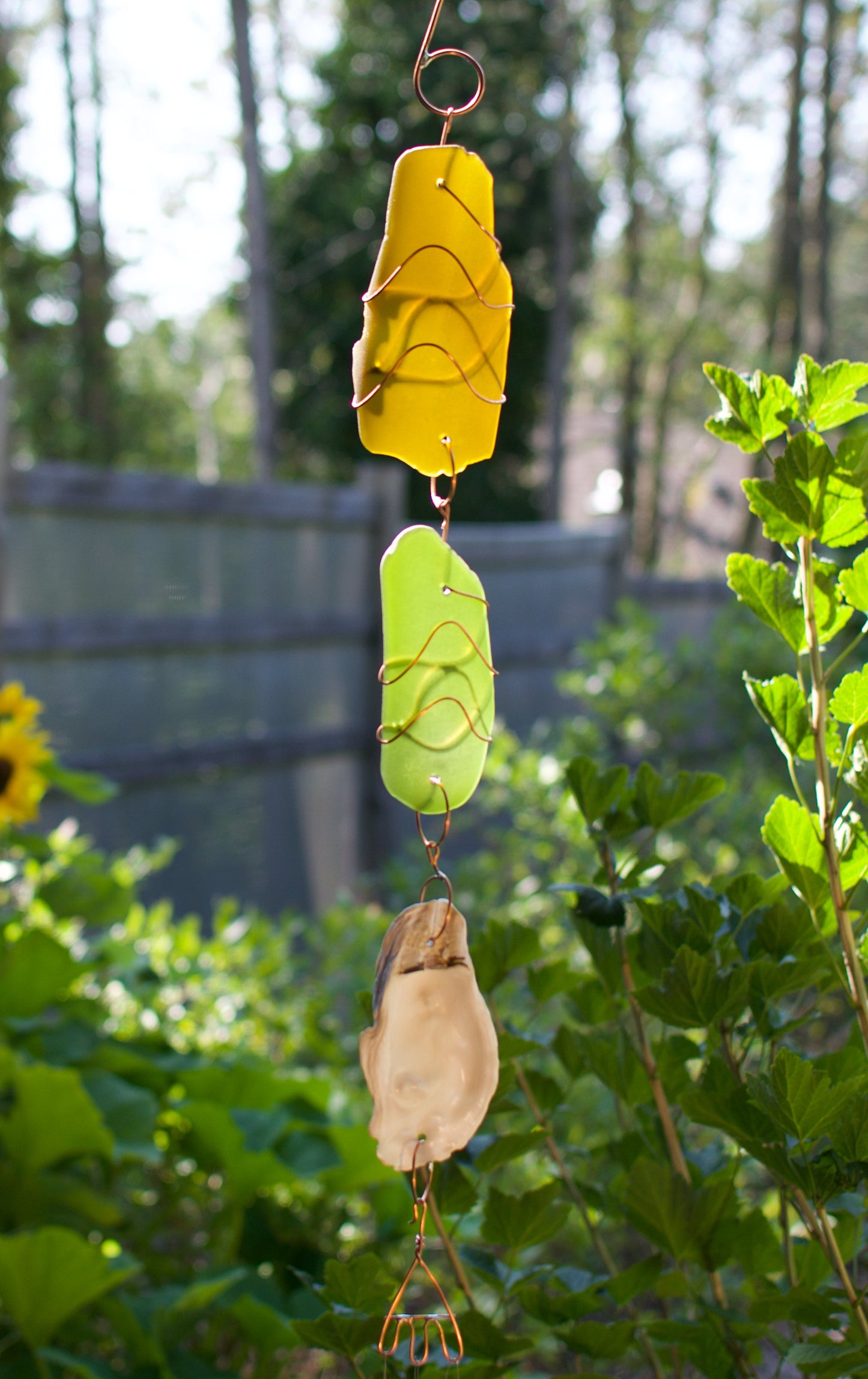Wind Chime Huître Shell Mer Verre Cuivre Laiton Windchimes
