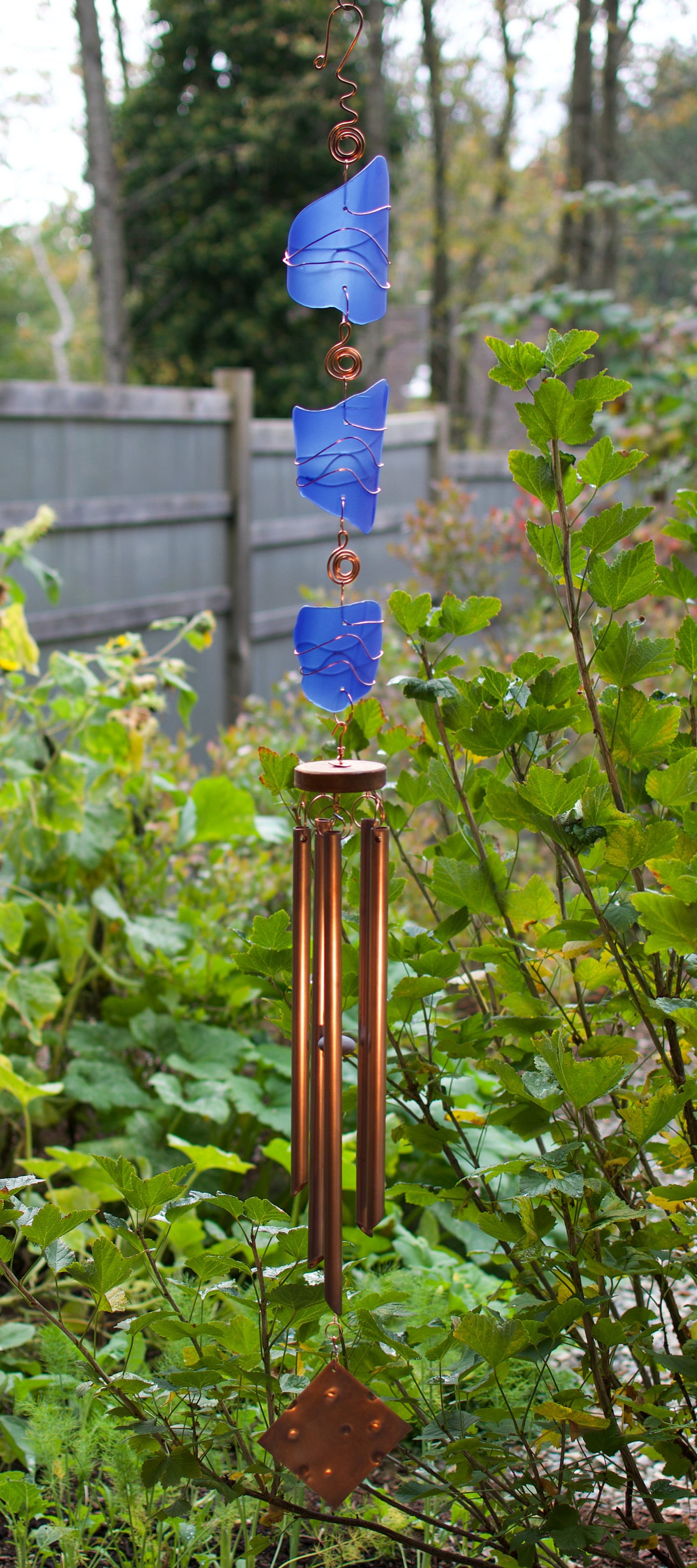 Wind Chime Blue Sea Glass Grands carillons en cuivre Windchime