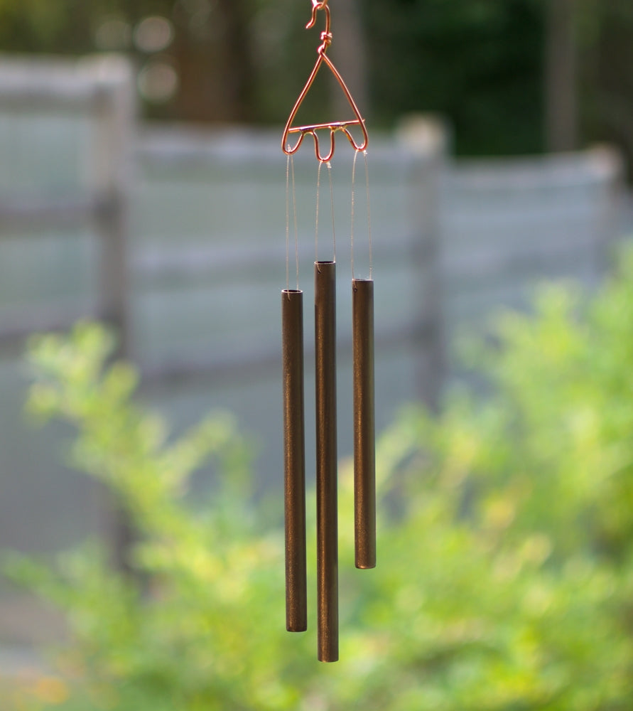 Blue Glass, Beach Stone, and Copper Outdoor Wind Chime