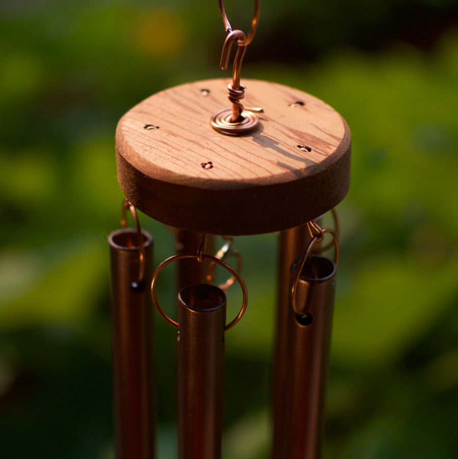 Wind Chime Blue Sea Glass Large Copper Chimes Windchime