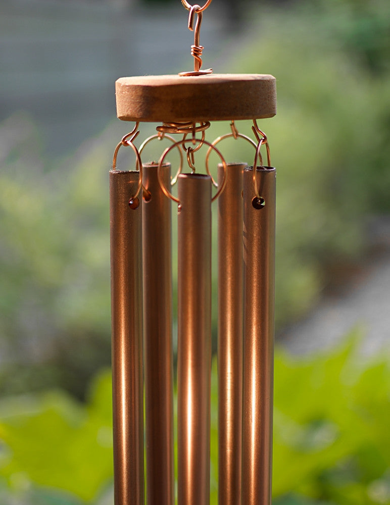 Carillon éolien plage verre cuivre cèdre extérieur grand