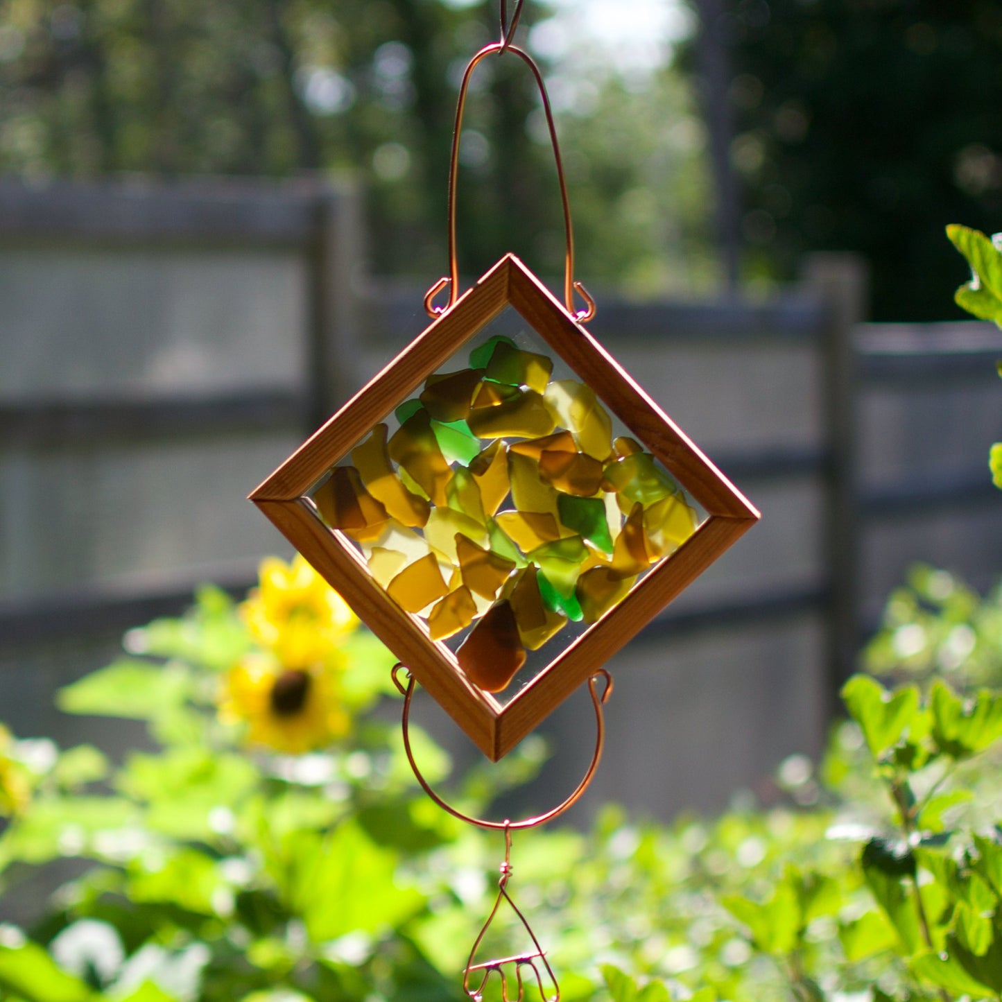 Wind Chime Earth Colors Sea Glass Copper Outdoor Chimes