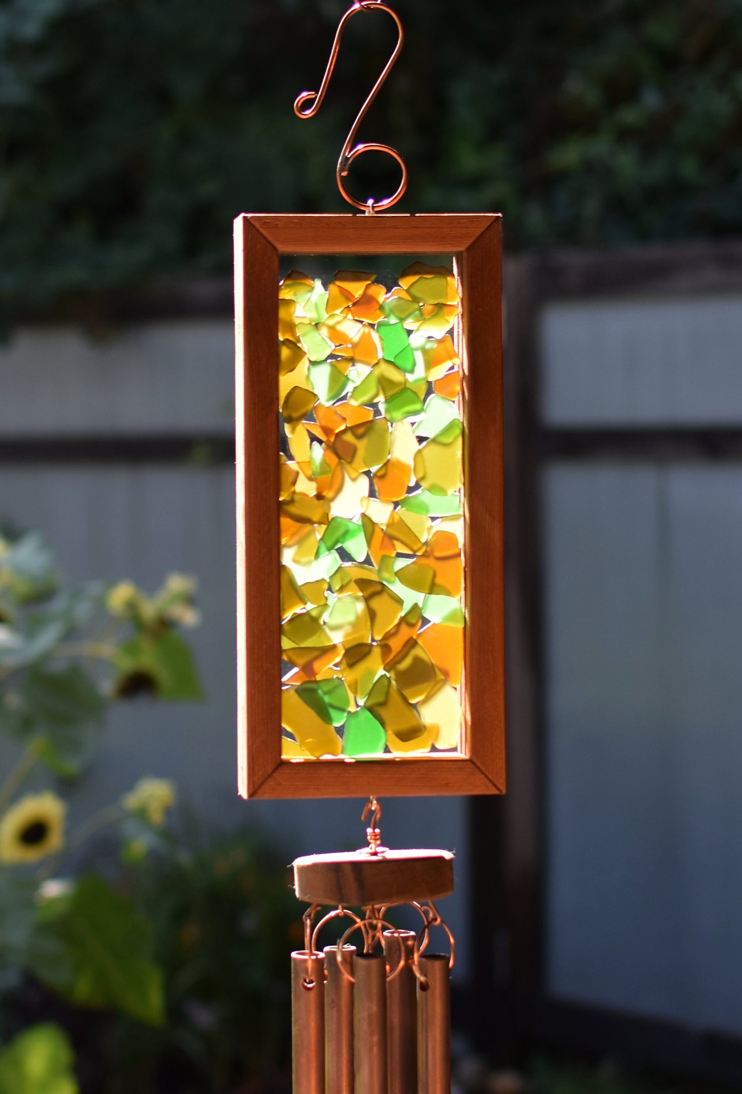 Carillon éolien Couleurs chaudes de la terre Mer Verre Cuivre Extérieur