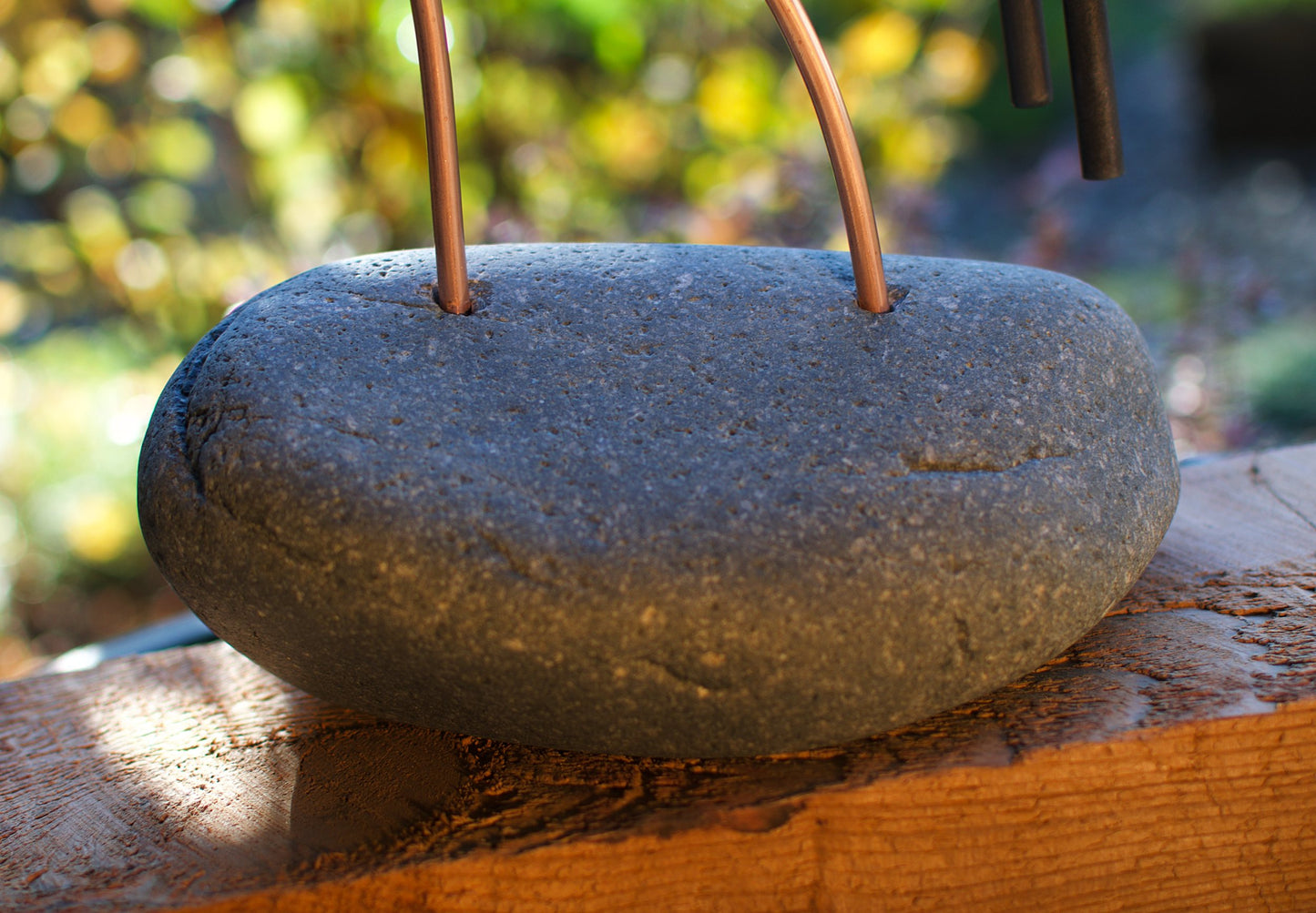 Wind Chime Freestanding Sea Glass Beach Stone Copper