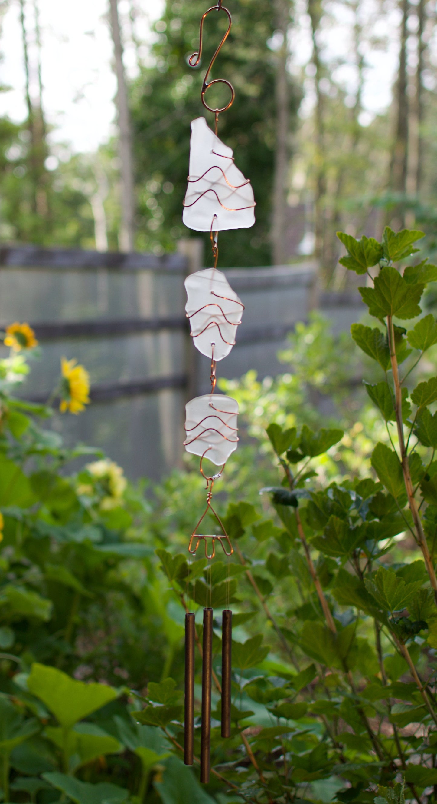 Glass and Copper Outdoor Handcrafted Wind Chime