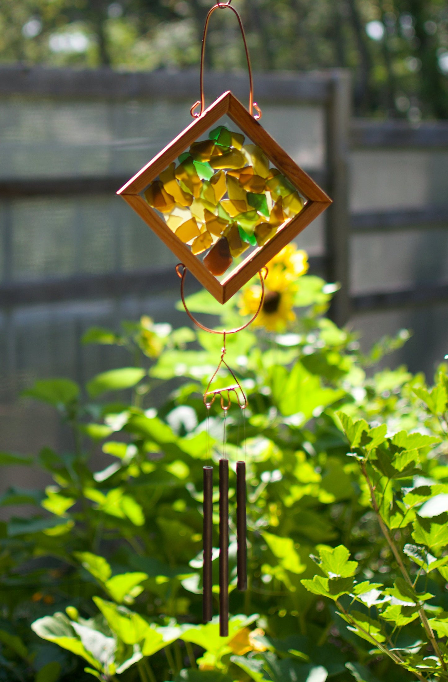 Carillon éolien Couleurs de la terre Verre de mer Cuivre Carillons d'extérieur