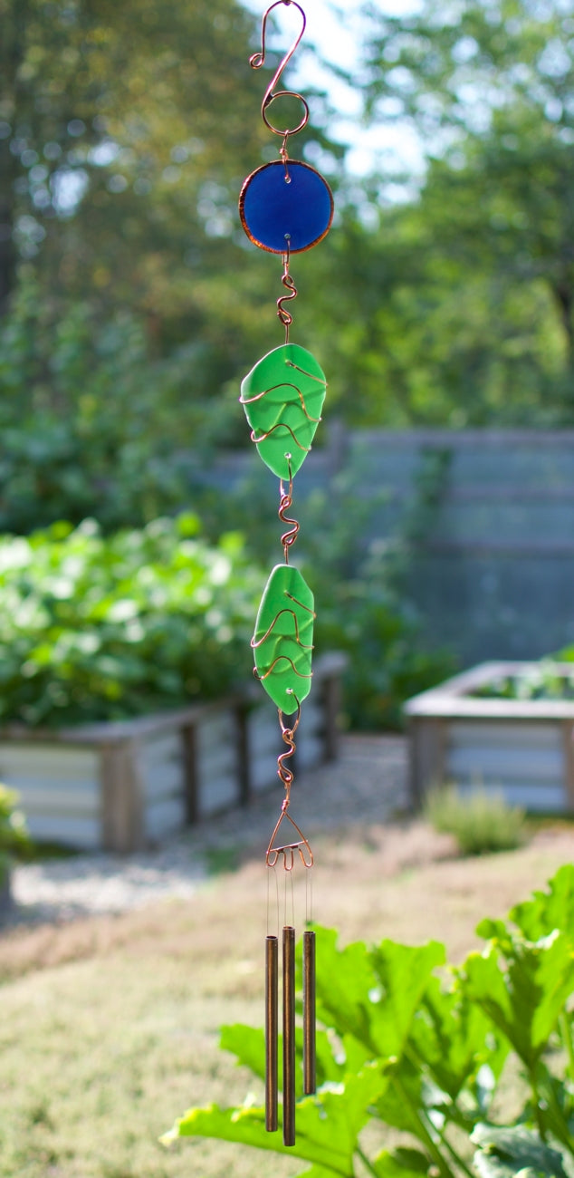 Wind Chime Glass Copper Outdoor Handmade Chimes