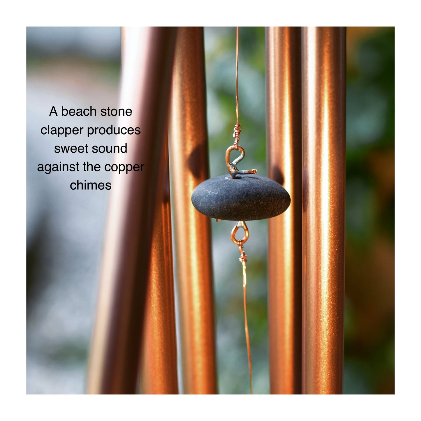 Wind Chime Blue Green Sea Glass Copper Outdoor Large