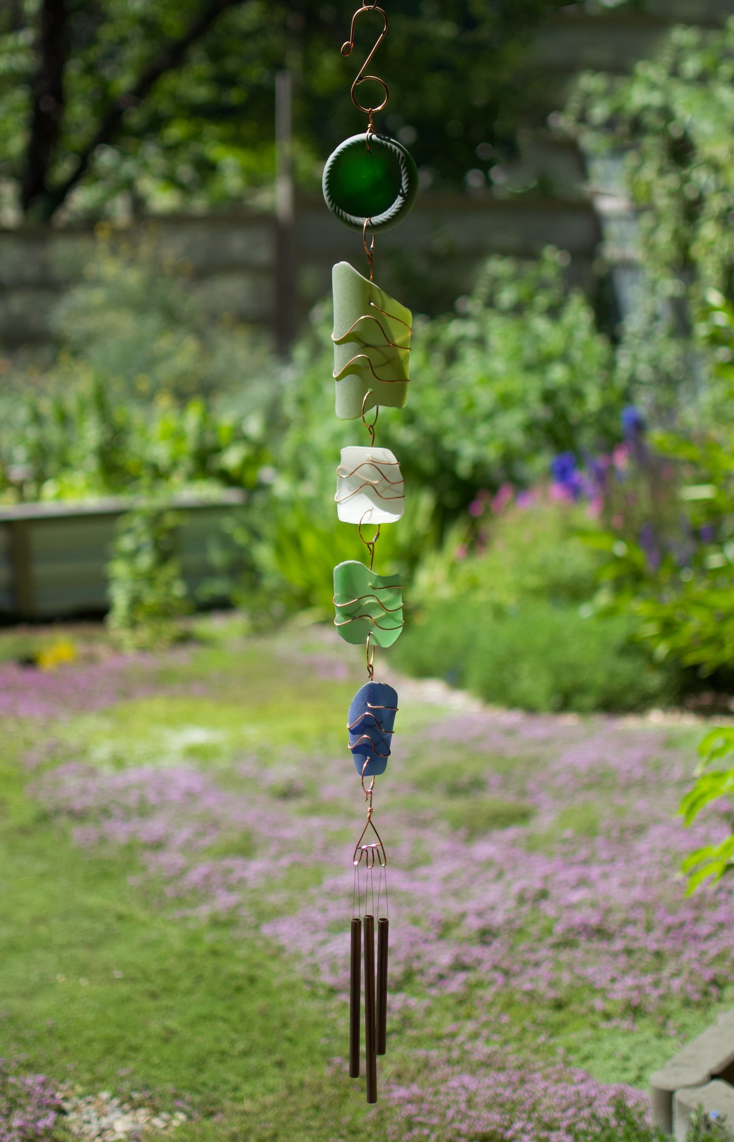 Wind Chime Sea Glass Outdoor Handcrafted Windchimes Extra Long