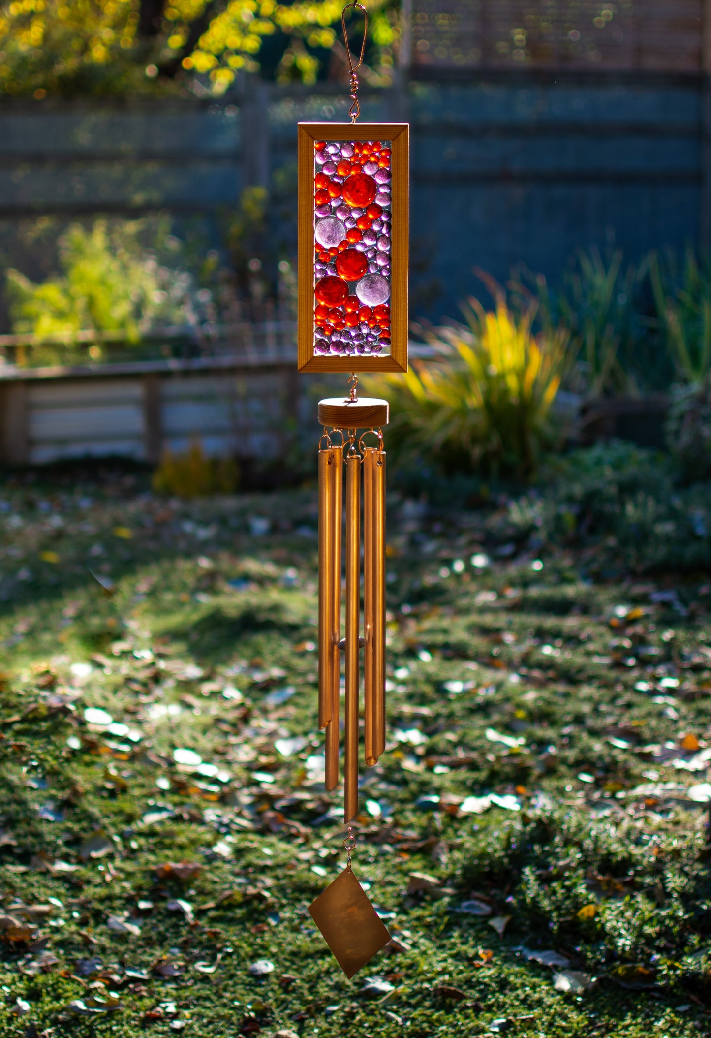 Carillon éolien Attrape-soleil en verre rouge violet Carillons éoliens 5 carillons