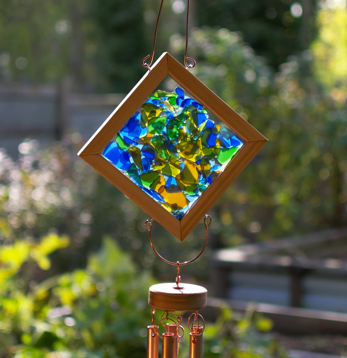 Wind Chime Colorful Glass Copper Large Outdoor Windchimes
