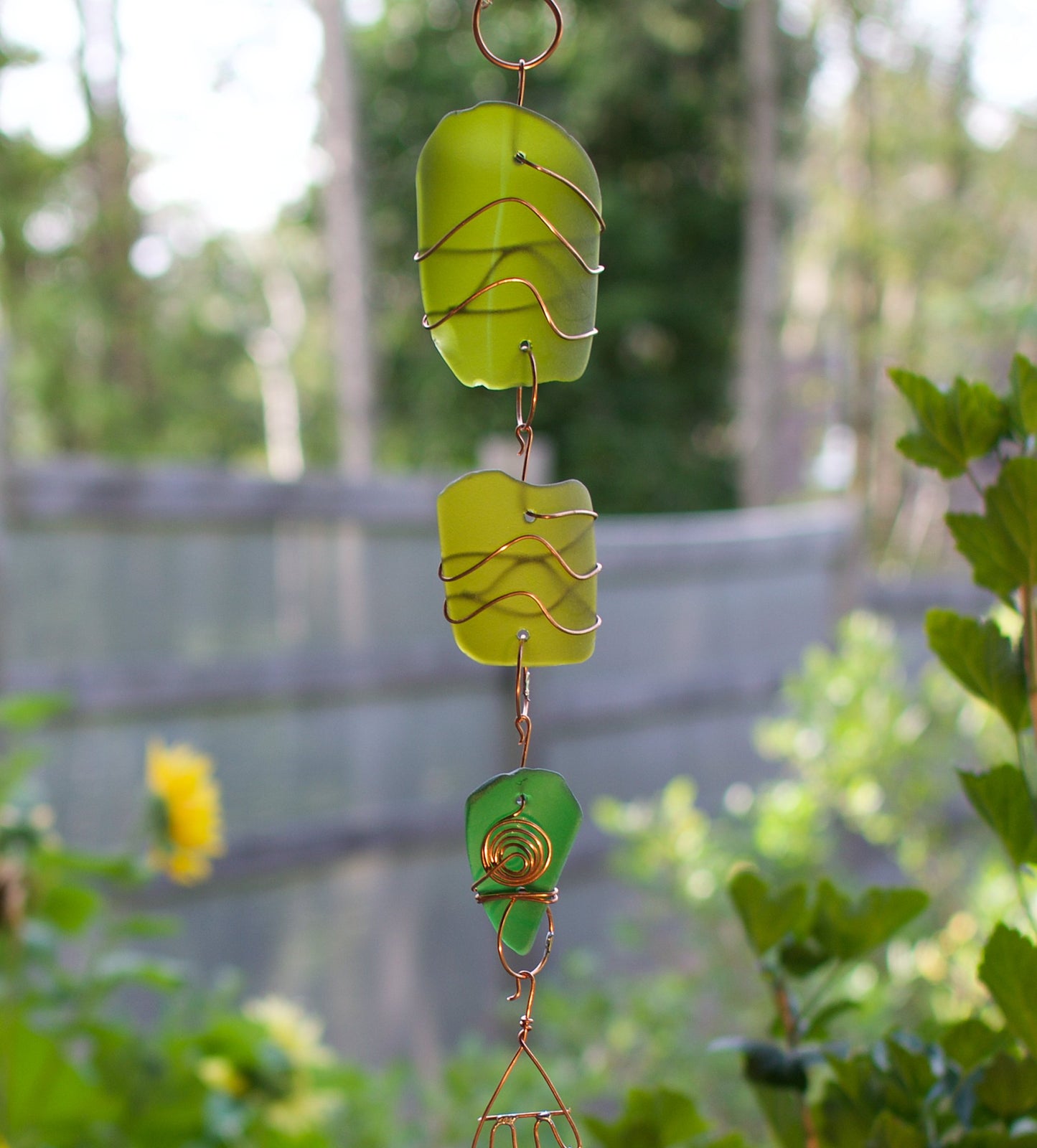 Wind Chime Sea Glass Copper Outdoor Windchime Suncatcher