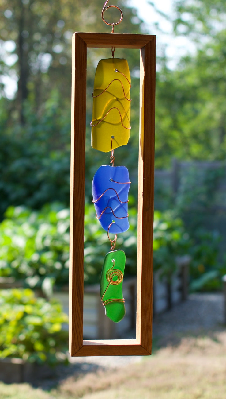 Suncatcher Cedar Framed Sea Glass Sun Catcher