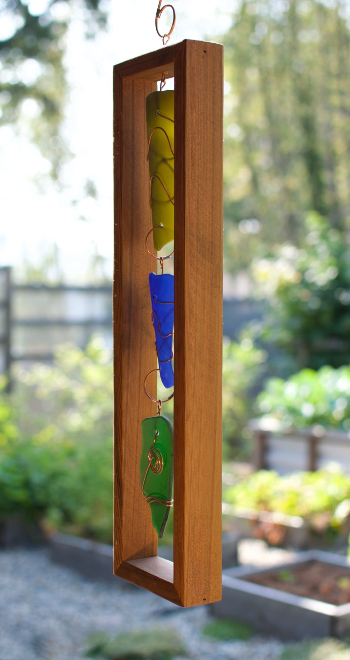 Suncatcher Cedar Framed Sea Glass Sun Catcher
