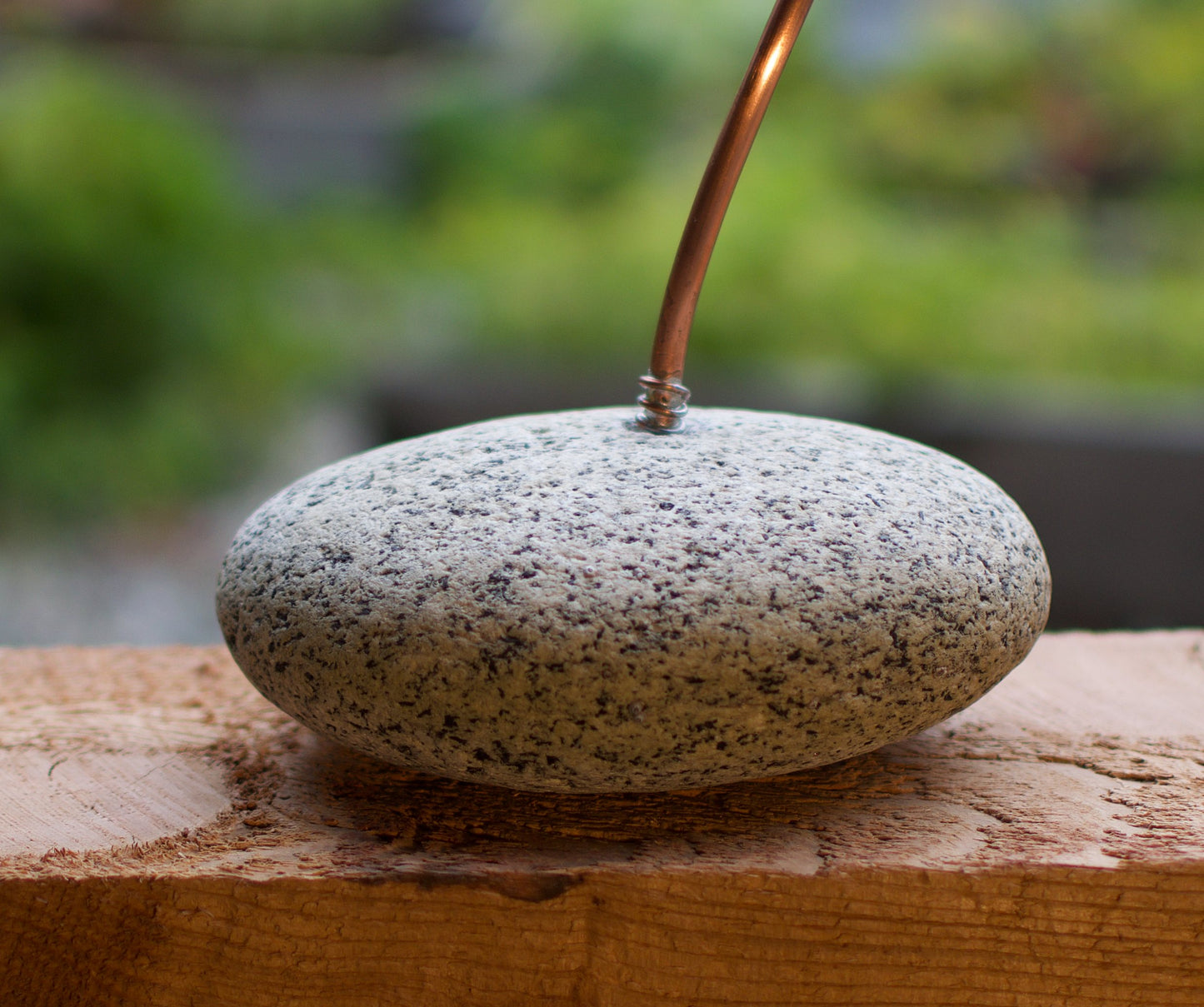 Wind Chimes Freestanding Beach Stone Sea Glass Copper
