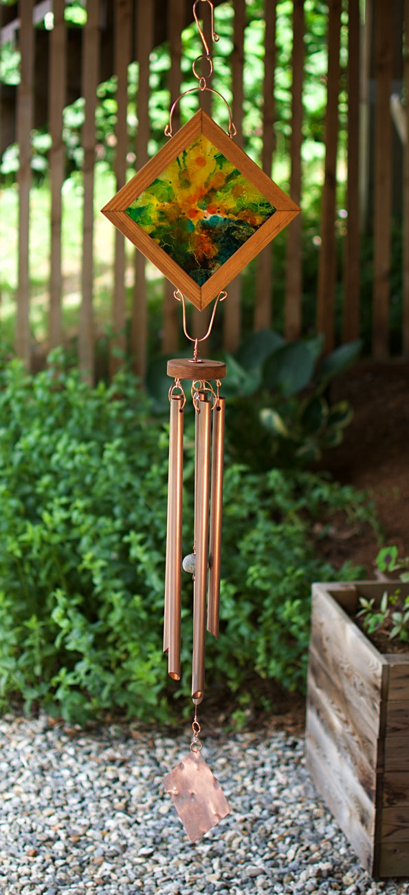 Carillon éolien unique en cuivre peint à la main