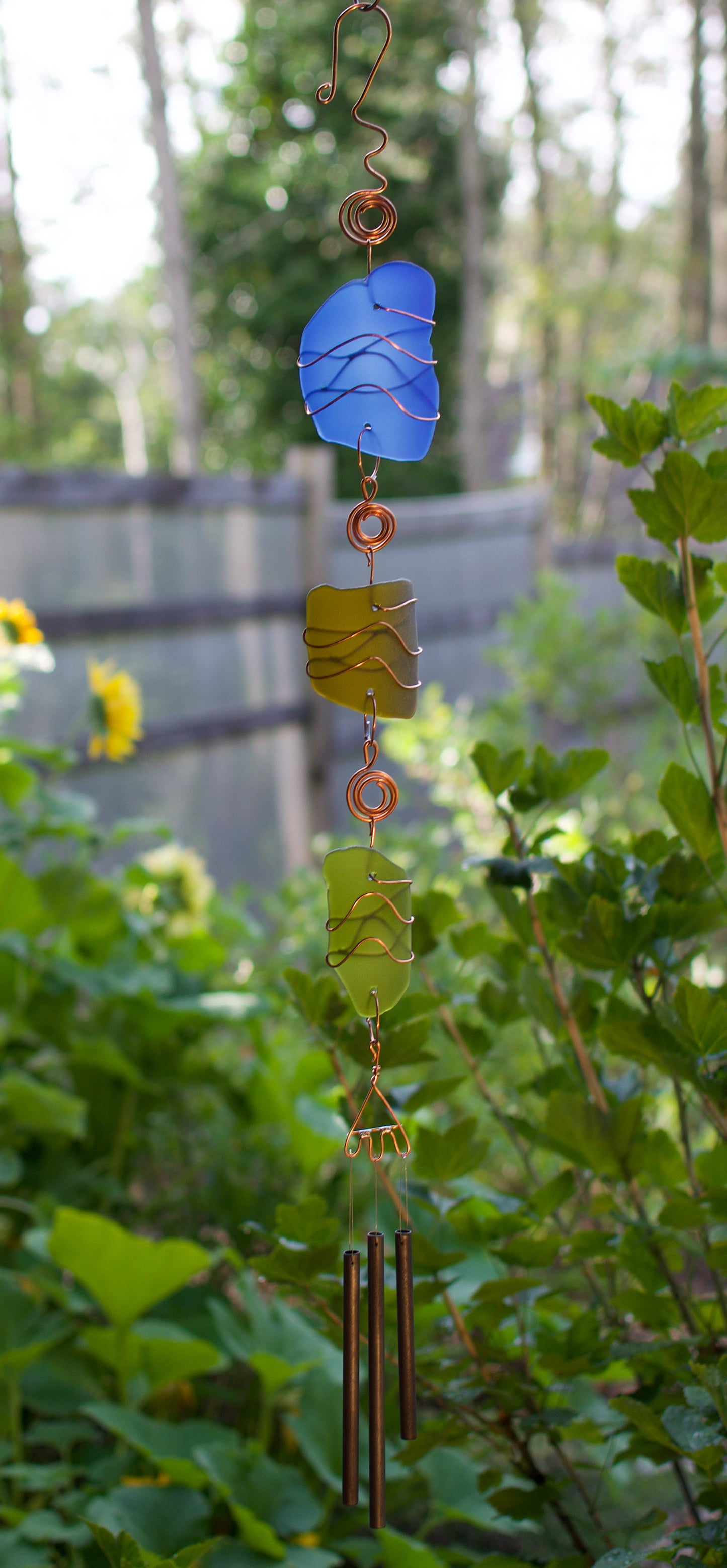 Glass and Copper Handcrafted Outdoor Wind Chime