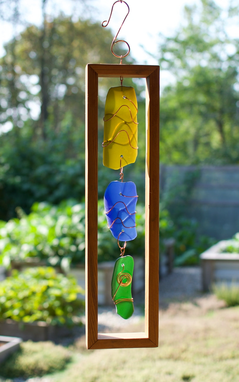 Suncatcher Cedar Framed Sea Glass Sun Catcher