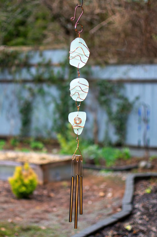 Wind Chime Outside Sea Glass Handcrafted Copper Windchimes Pastel