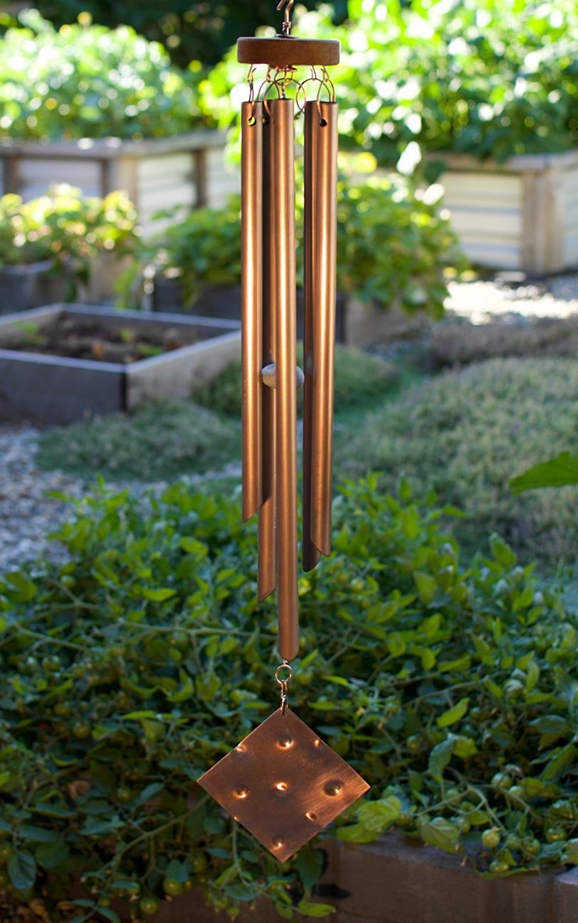 Wind Chime Blue Green Sea Glass Copper Outdoor