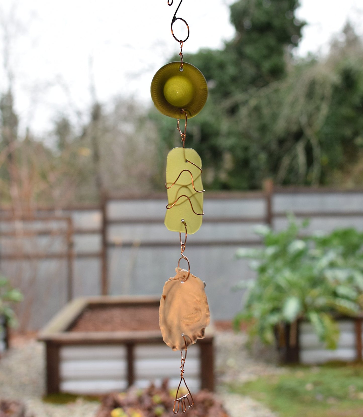 Oyster Shell Sea Glass Handcrafted Outdoor Wind Chime