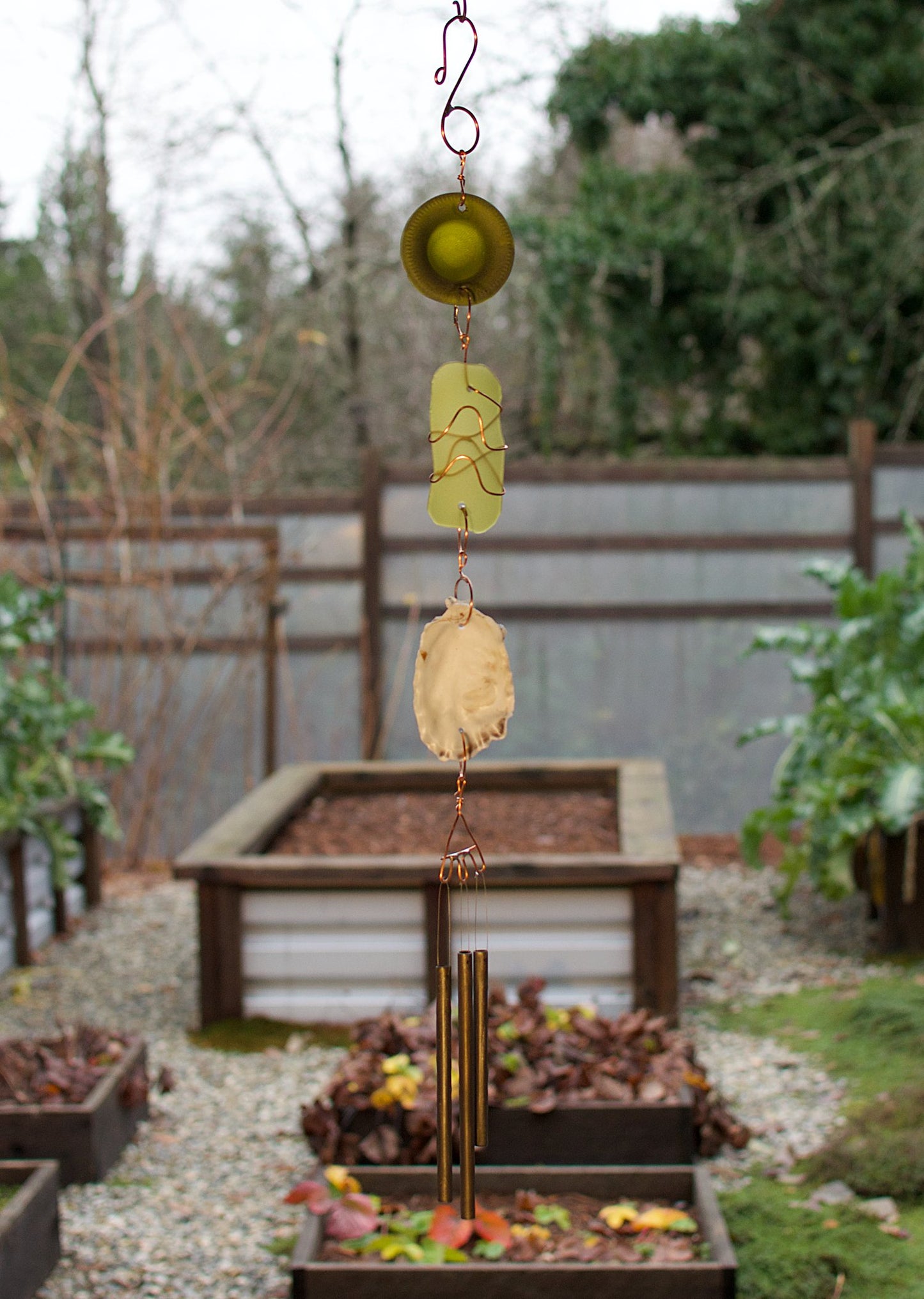 Oyster Shell Sea Glass Handcrafted Outdoor Wind Chime