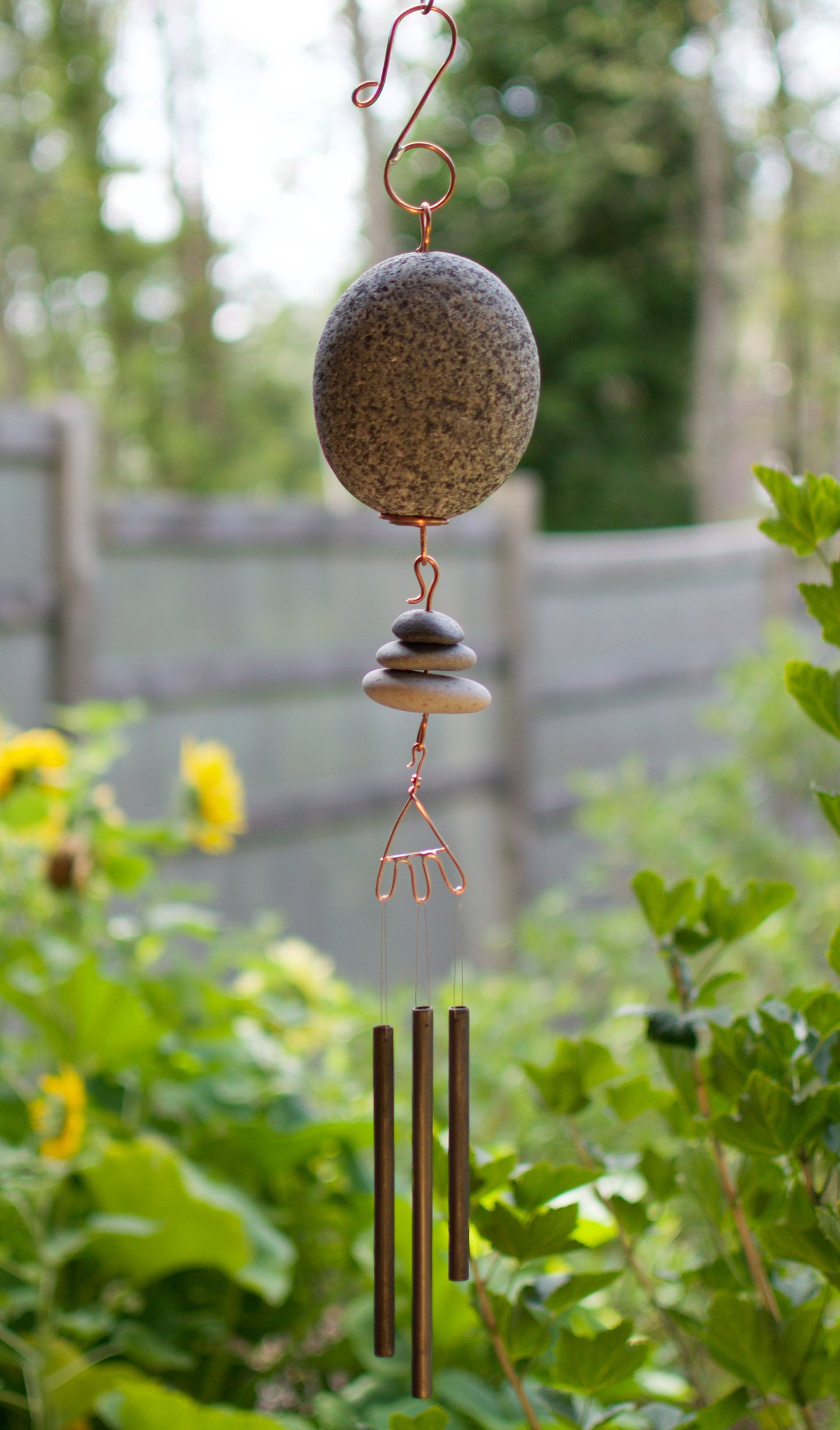 Wind Chime Zen Beach Stone Fabriqué à la main