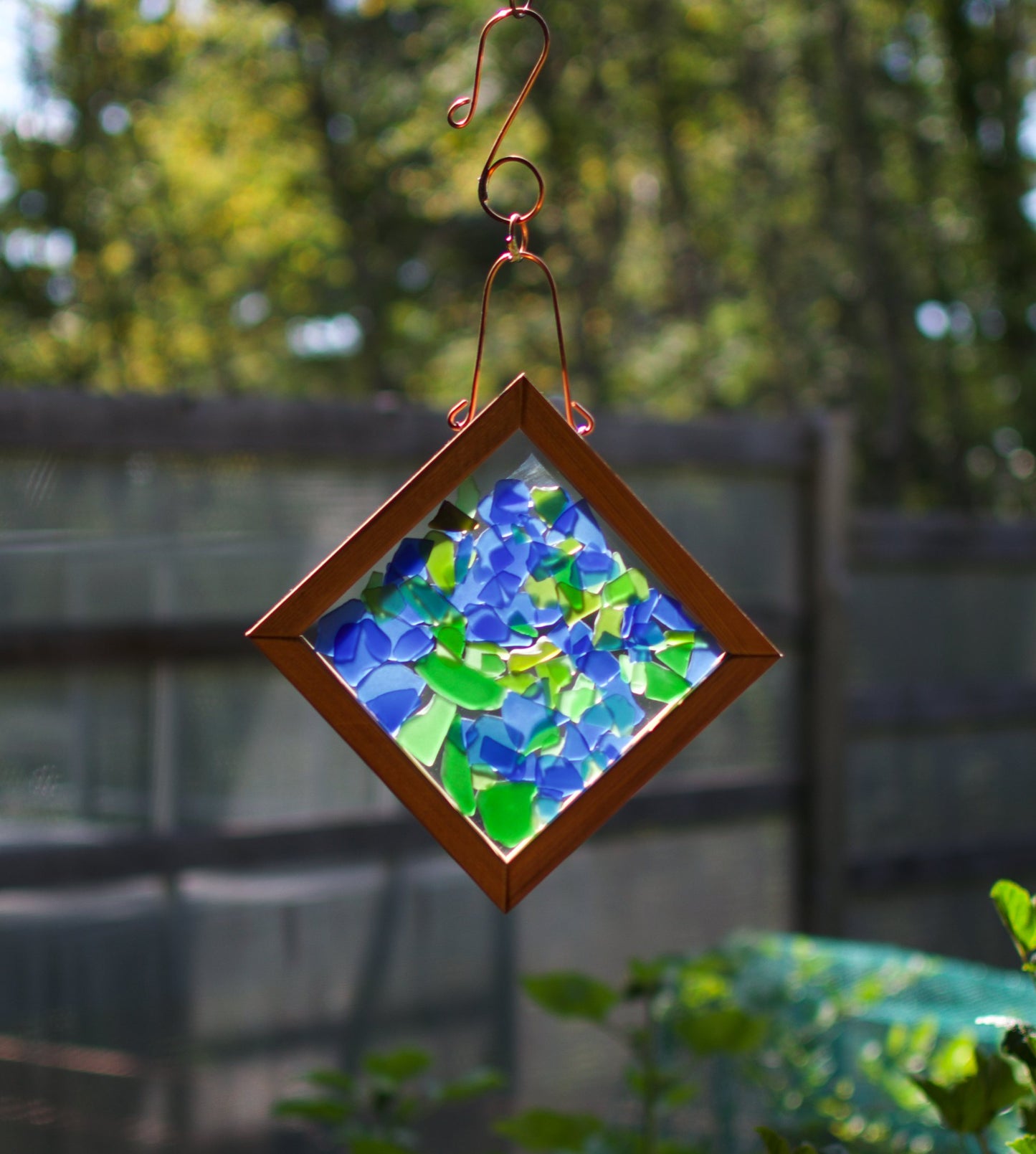 Sun Catcher Cool Apaisant Bleu Verts Mer Verre