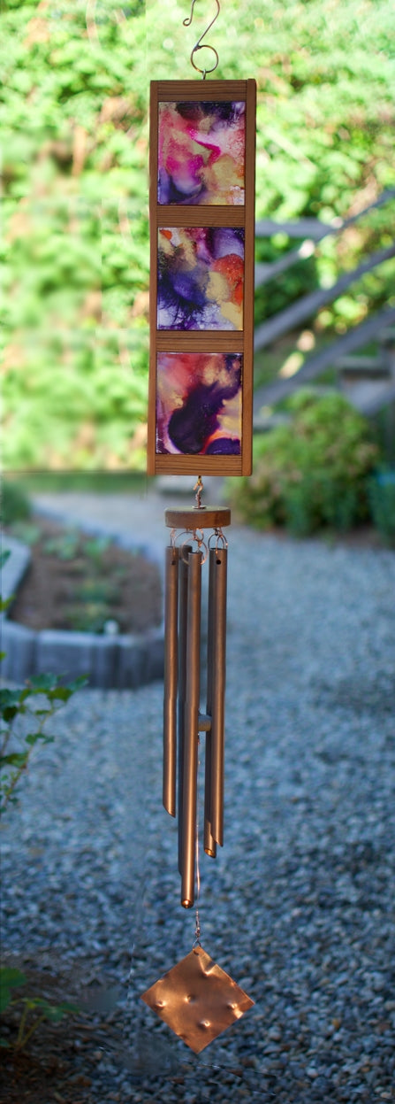 Grand carillon éolien coloré unique en plein air en cuivre