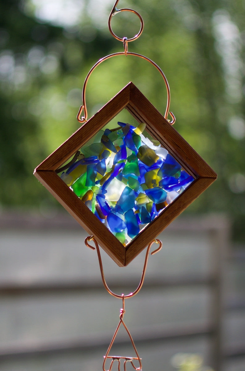 Wind Chime Stained Glass Copper Handcrafted Outdoor