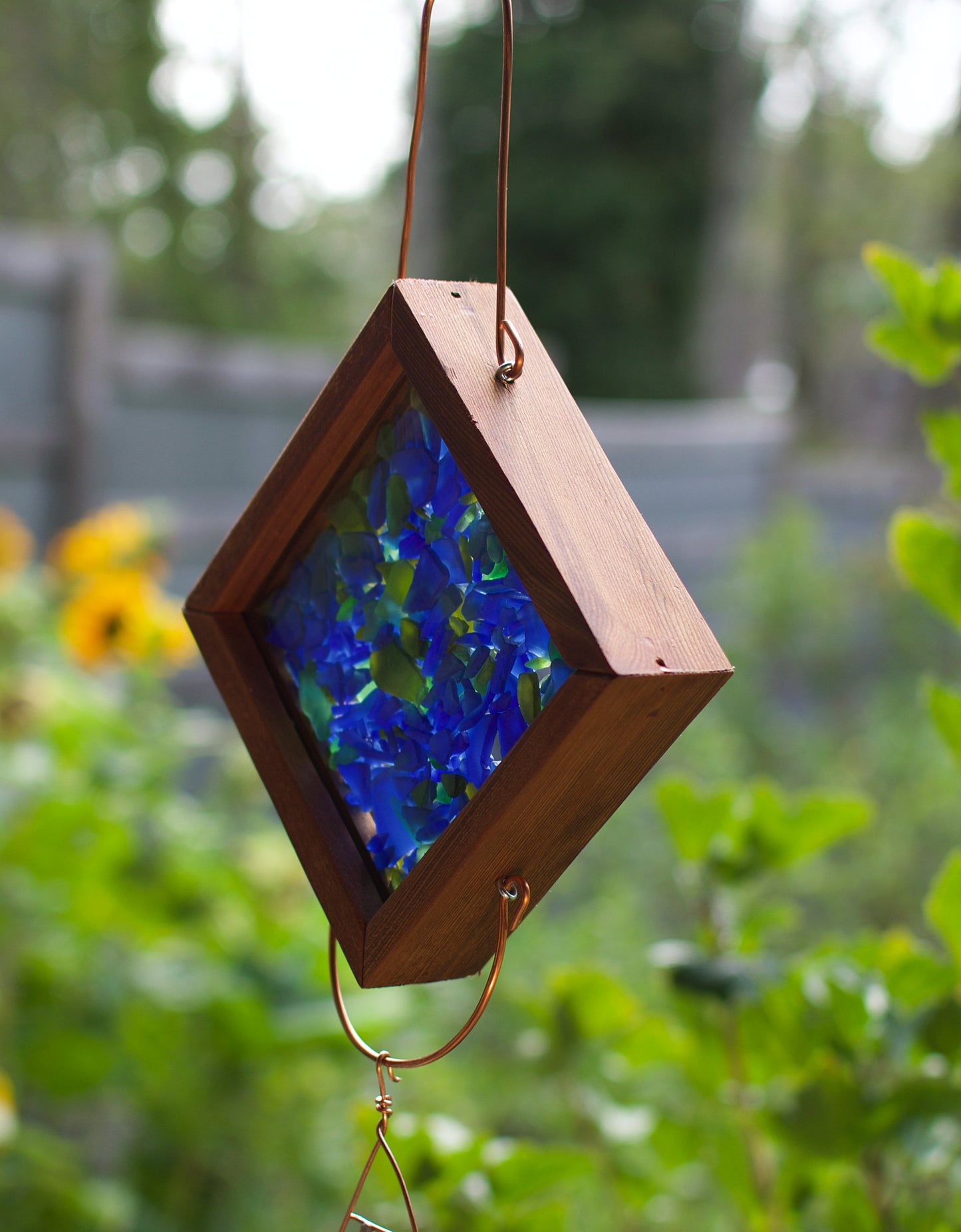 Carillon éolien Kaléidoscope en verre bleu vert Carillons éoliens
