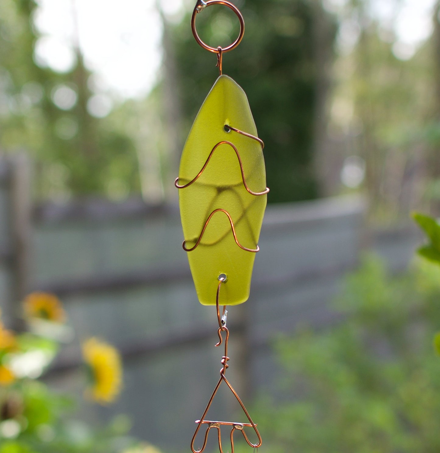 Wind Chime Sea Glass Copper Outdoor Windchimes Suncatcher
