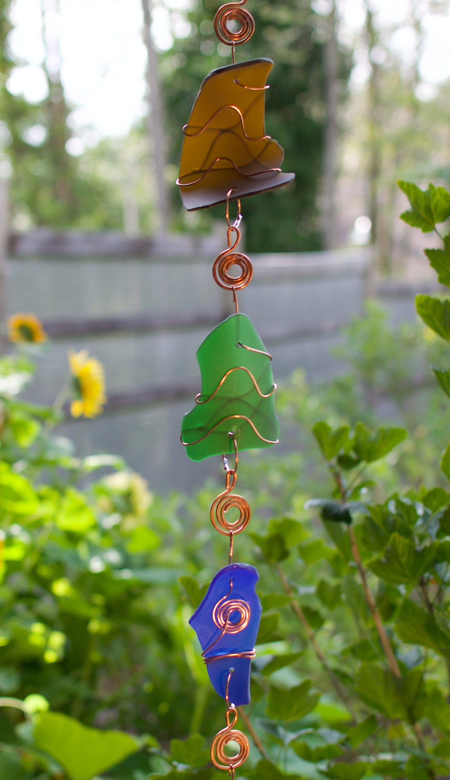 Carillon éolien en cuivre coloré en verre de mer extérieur