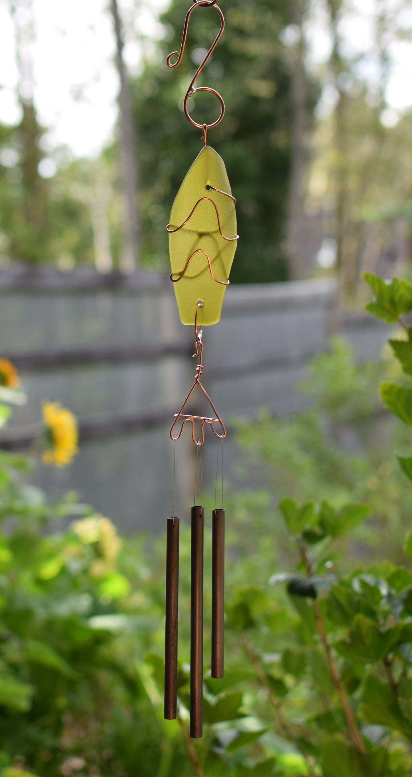 Wind Chime Sea Glass Copper Outdoor Windchimes Suncatcher