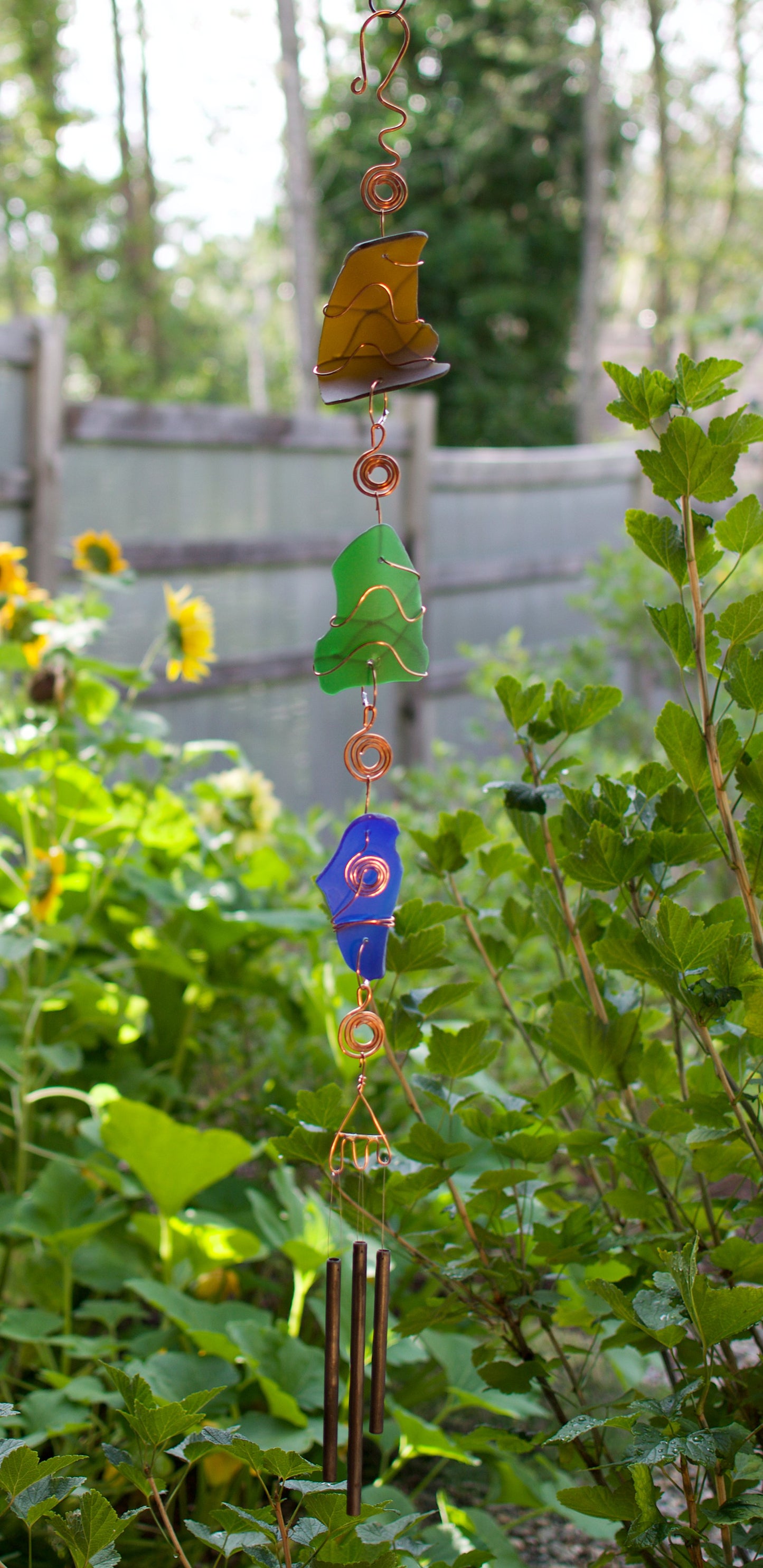 Carillon éolien en cuivre coloré en verre de mer extérieur
