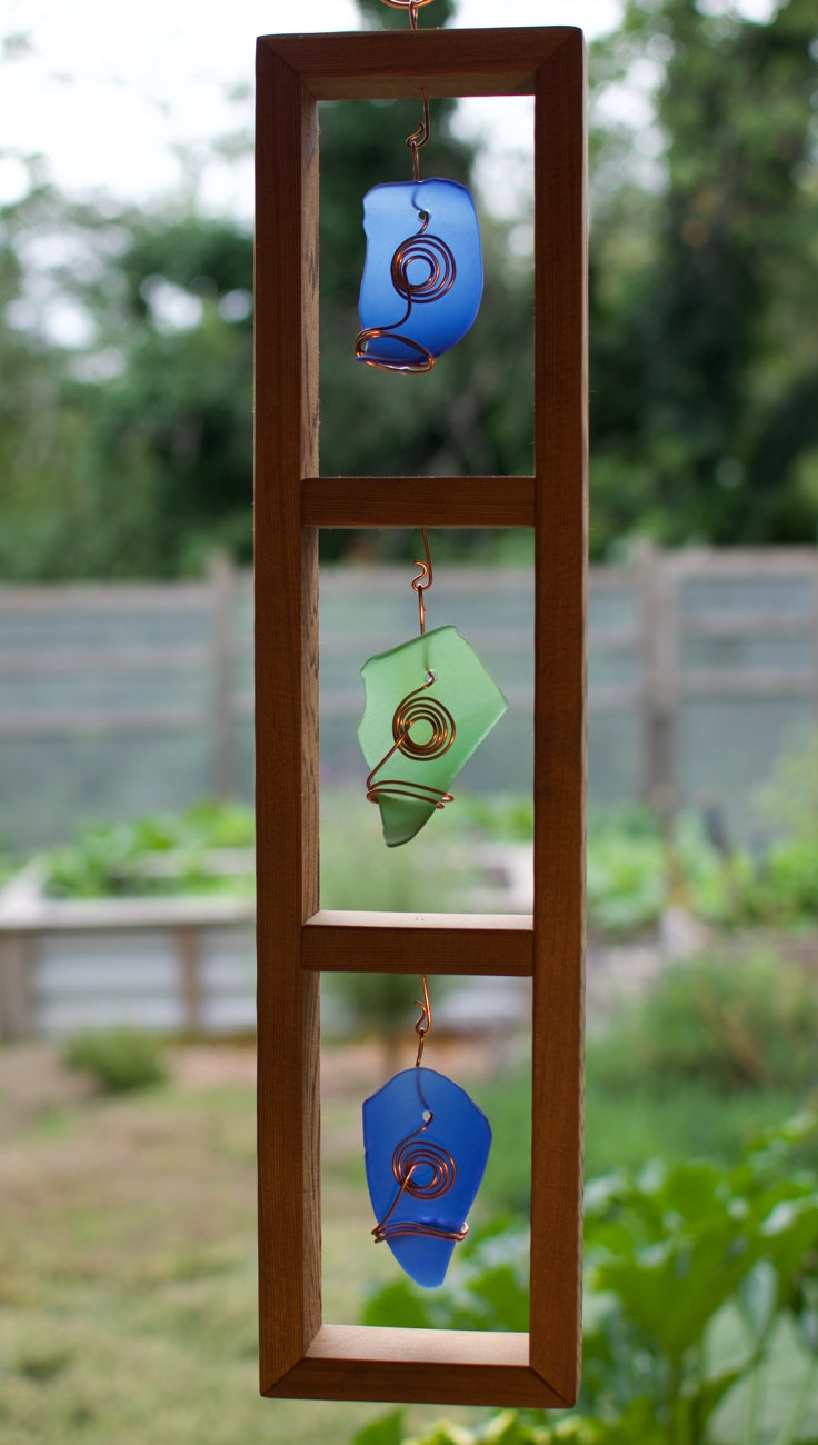 Framed Indoor or Outdoor Sea Glass Suncatcher
