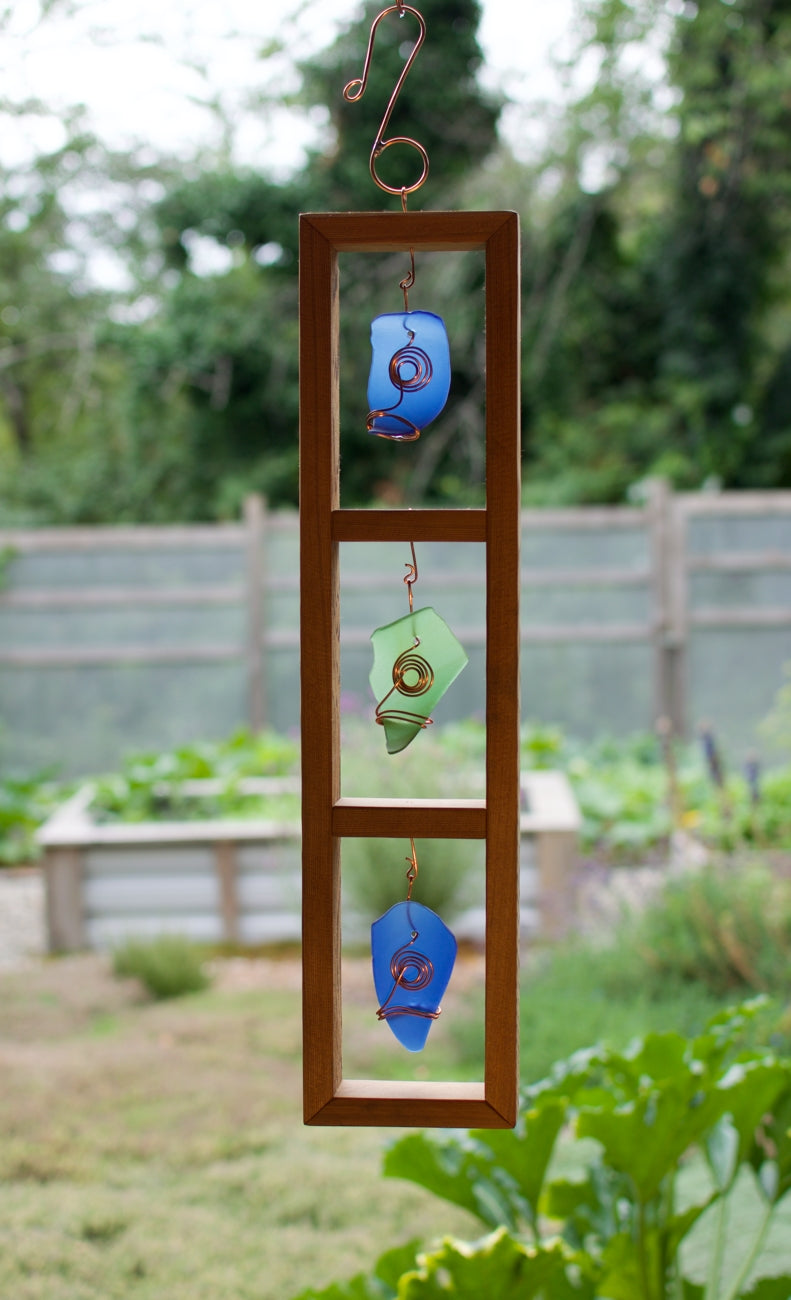 Framed Indoor or Outdoor Sea Glass Suncatcher